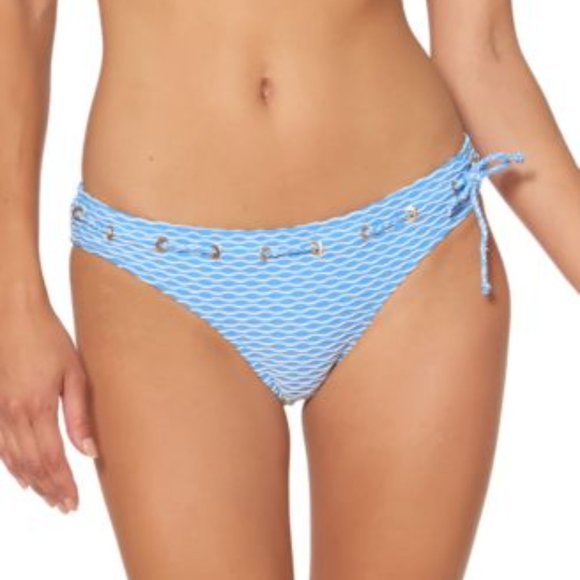 NWT Jessica Simpson Twiggy Stripe Textured Hipster Bikini Bottom SIZE LARGE - Picture 1 of 9